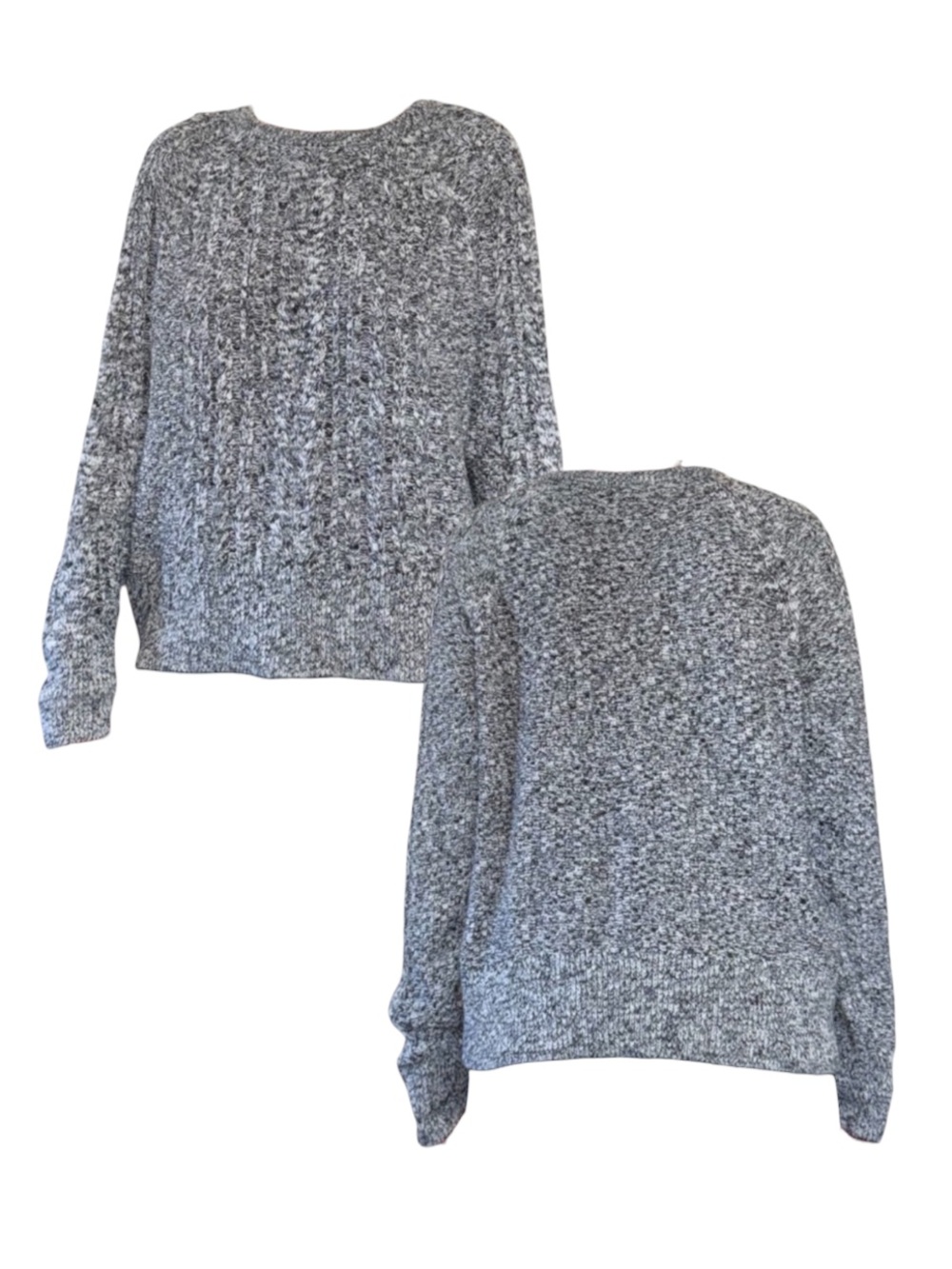 Thick Marled Gray Cable Knit Sweater